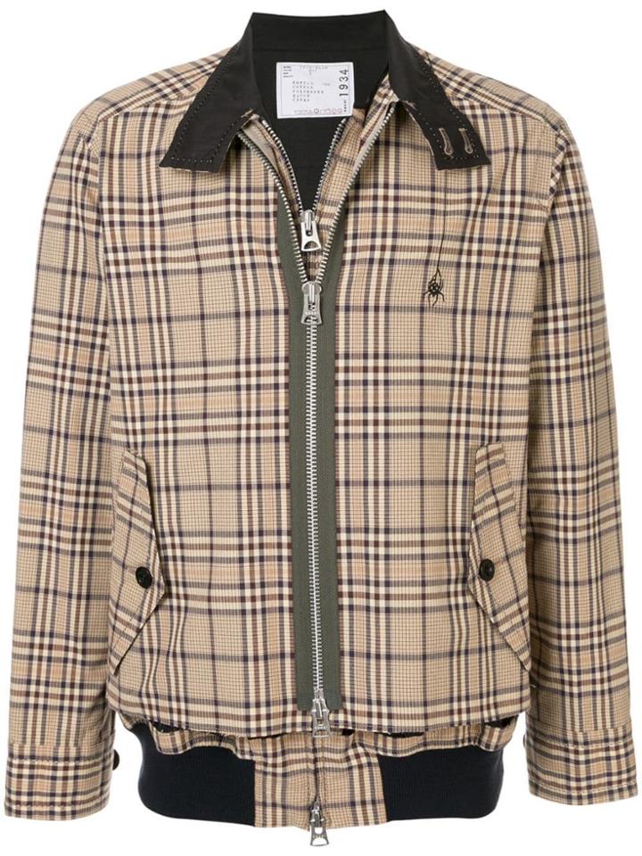 Sacai Check Bomber Jacket - Neutrals