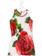 Monnalisa Chic Rose Print Playsuit, Girl's, Size: 8 Yrs, Red