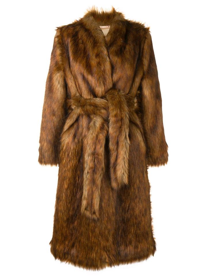 Nanushka Faux-fur Wrap Coat - Brown
