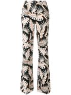 Talbot Runhof Jungle Print Flared Trousers - White