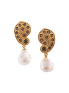 Oscar De La Renta Taj Pearl Drop Earrings - Gold