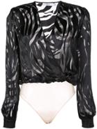 Safiyaa London Animal Pattern Blouse - Black