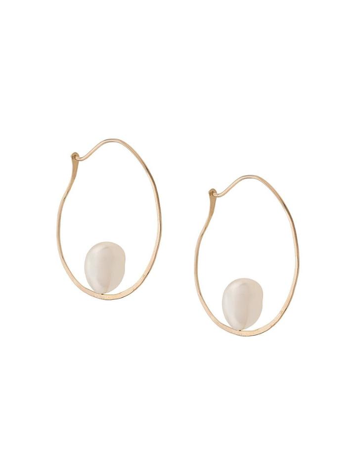 Niza Huang 9kt Yellow Gold Floating Baroque Pearl Hoop