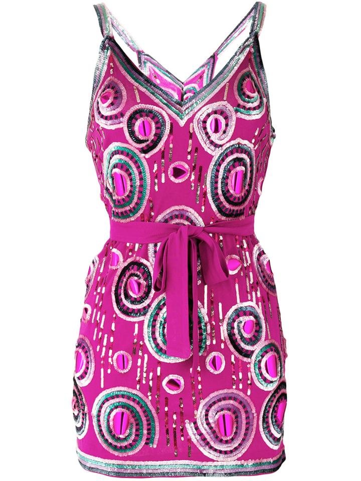 Krizia Vintage Sequin Embellished Top - Pink & Purple