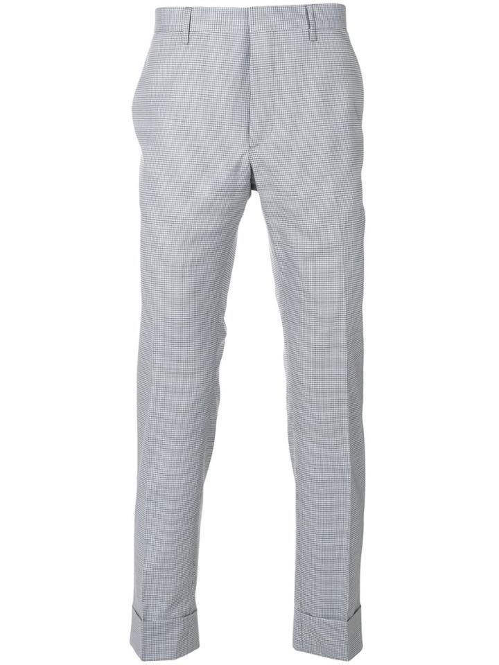 Prada Check Tailored Trousers - Blue
