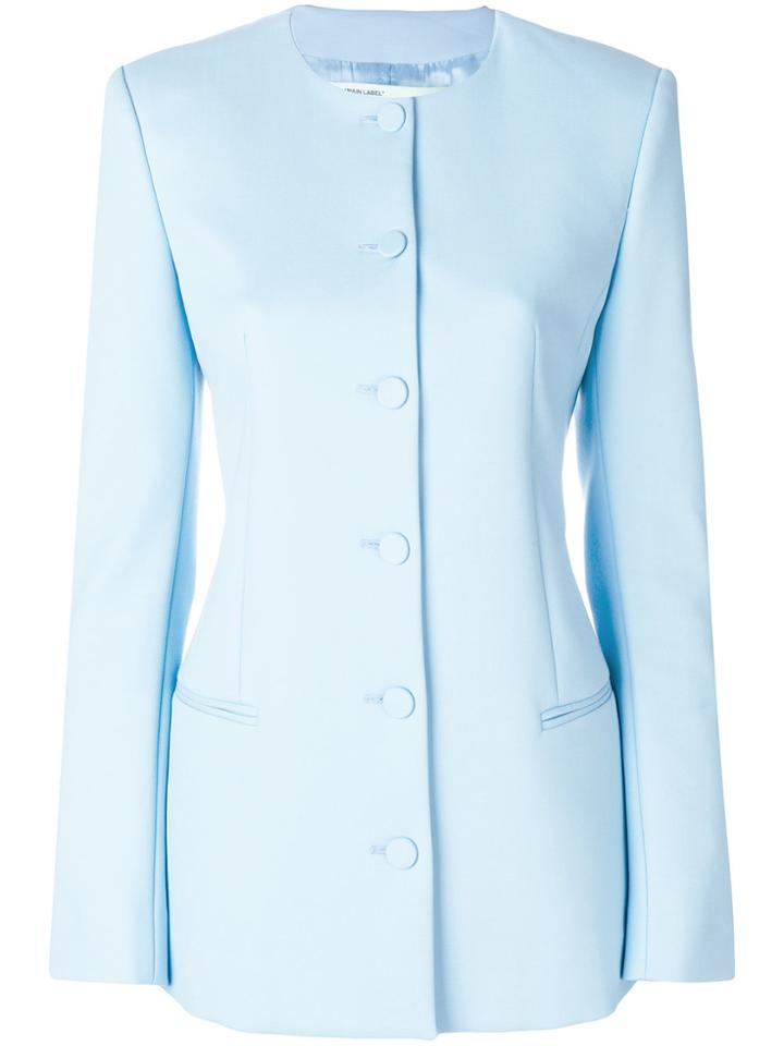 Off-white Fitted Collarless Jacket - Blue