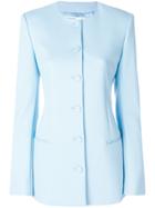 Off-white Fitted Collarless Jacket - Blue