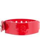 Mcq Alexander Mcqueen Logo Embossed Bracelet, Women's, Red, Goat Skin