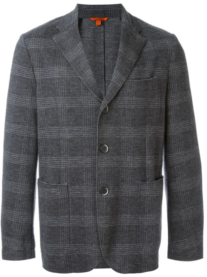 Barena Checked Blazer, Men's, Size: 48, Grey, Cotton/polyester/virgin Wool