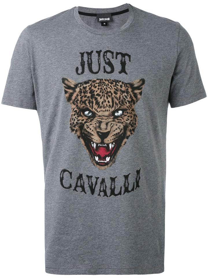 Just Cavalli - Lion Face Print T-shirt - Men - Cotton - Xxl, Grey, Cotton