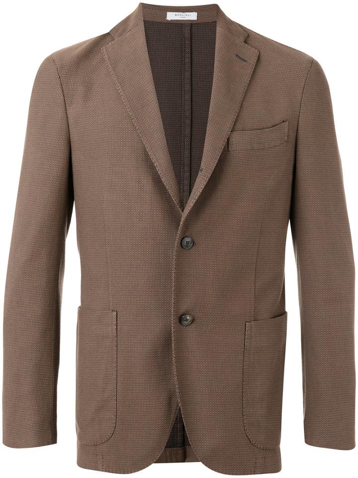 Boglioli Pocket Front Blazer, Men's, Size: 54, Brown, Cotton/polyamide/spandex/elastane/cupro