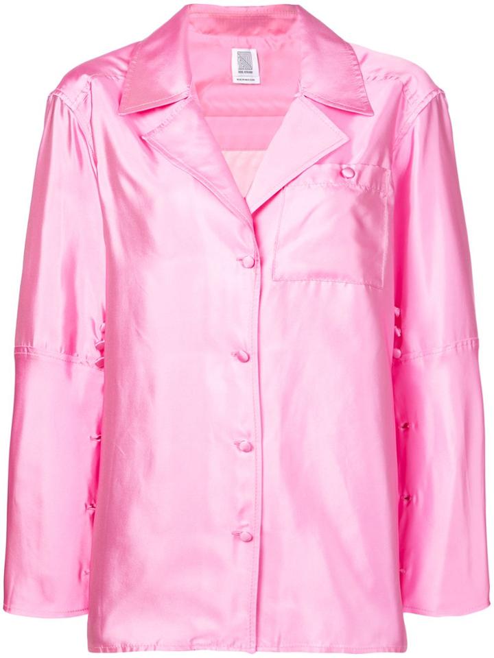 Rosie Assoulin Flared Open Collar Shirt - Pink & Purple