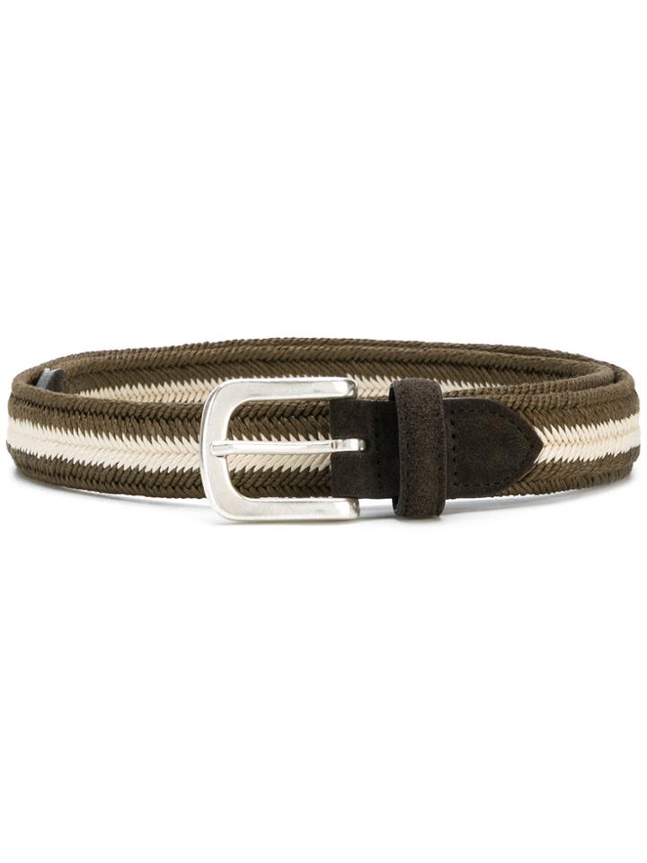 Eleventy Woven Skinny Belt - Nude & Neutrals