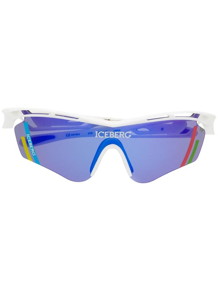 Iceberg Logo Sport Sunglasses - White