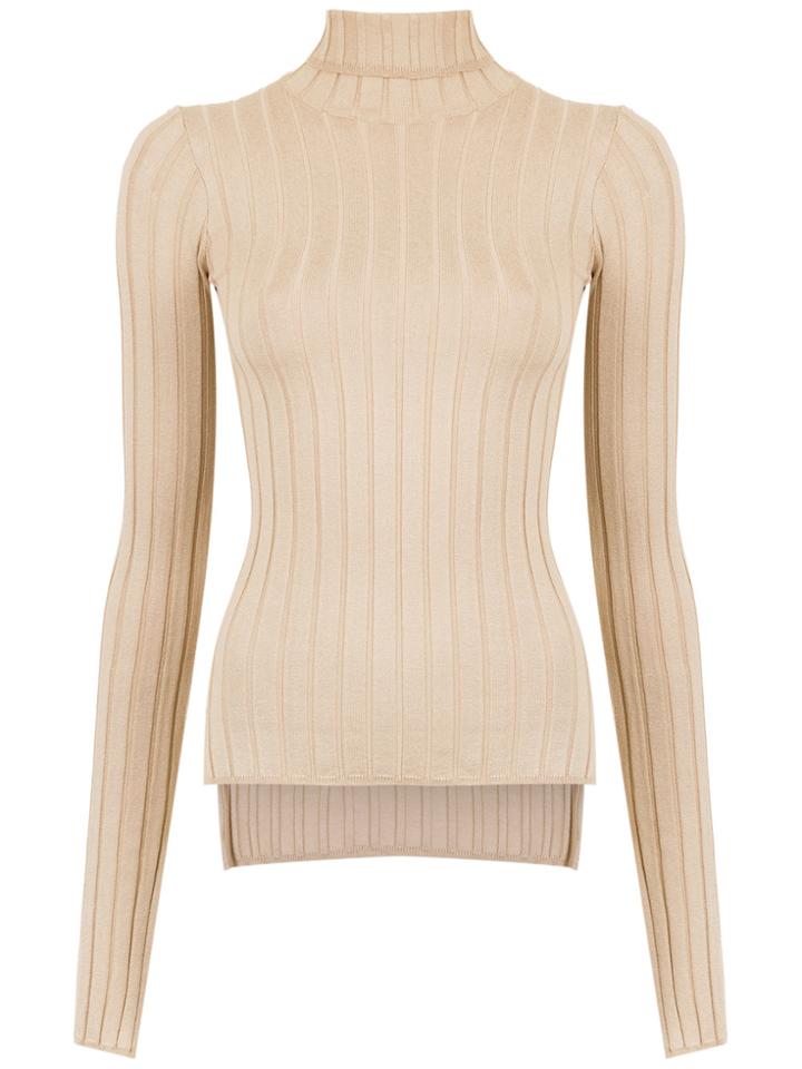 Gloria Coelho Ribbed High-neck Blouse - Nude & Neutrals