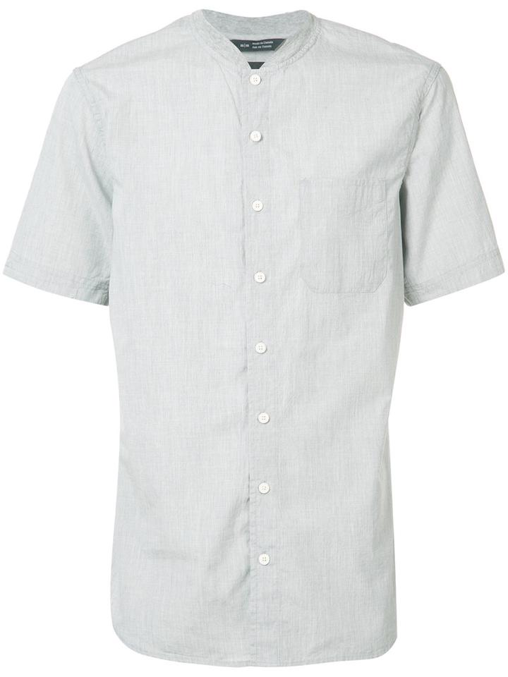 Wings+horns Mandarin Neck Shortsleeved Shirt, Men's, Size: Medium, Grey, Cotton