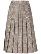 Maison Margiela Pleated Mid-length Check Skirt - Nude & Neutrals