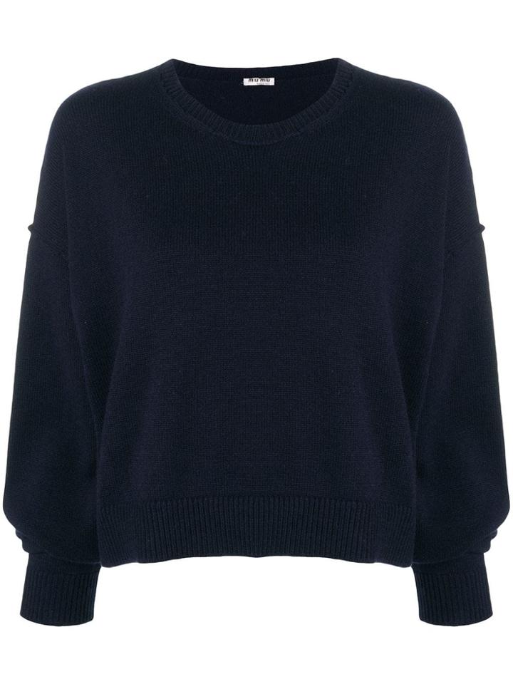 Miu Miu Knitted Cashmere Sweater - Blue