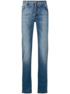Kiton Straight-leg Faded Jeans - Blue