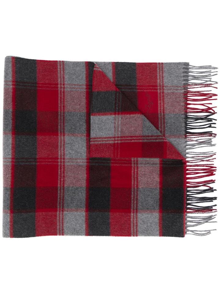 Ermenegildo Zegna Checkered Fringed Scarf