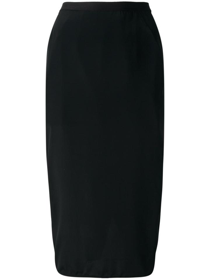 Rick Owens Gathered Detail Pencil Skirt, Women's, Size: 44, Black, Acetate/silk