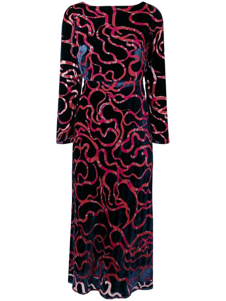Saloni Tina Open-back Velvet Dress - Blue