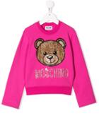 Moschino Kids Teen Sequinned Bear Sweatshirt - Pink