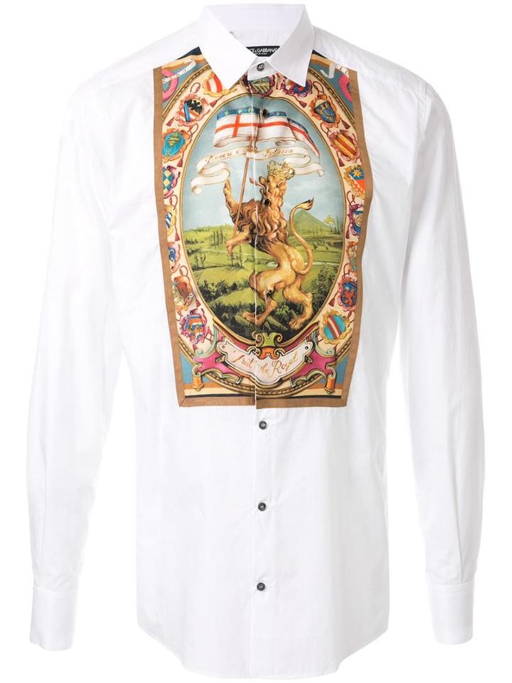 Dolce & Gabbana Printed Placket Shirt - White