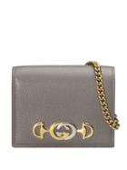 Gucci Gucci Zumi Grainy Leather Card Case Wallet - Grey