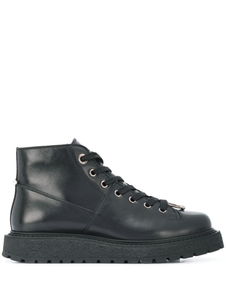 Neil Barrett Pierced Hiking Boots - Black