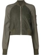 Rick Owens Cropped Bomber Jacket, Women's, Size: 42, Green, Viscose/cupro/cotton/spandex/elastane