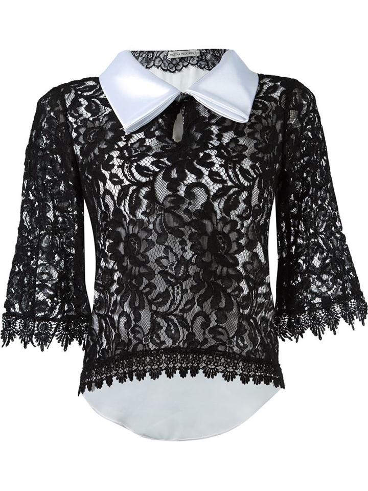 Martha Medeiros Lace Blouse, Women's, Size: 46, Black, Cotton/polypropylene/acetate/viscose