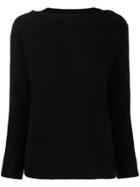 Calvin Klein Button Detail Ribbed Jumper - Black
