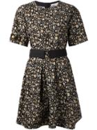 Marc Jacobs Beaded Sleeve Floral Dress, Women's, Size: 14, Black, Cotton/silk/polyester