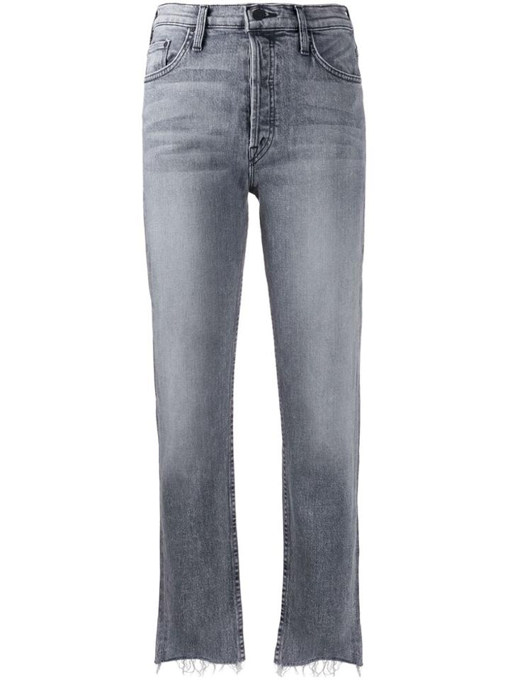 Mother High Rise Cropped Leg Jeans - Blue