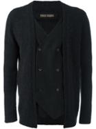 Uma Wang Waistcoat Insert Cardigan, Men's, Size: Small, Black, Alpaca/nylon/linen/flax/virgin Wool