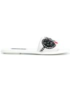 Alice+olivia Face Appliqué Slides - White