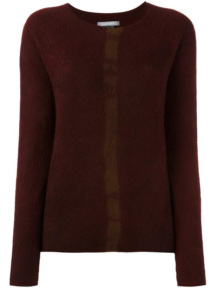 Suzusan Front Stripe Sweater, Women's, Size: Xs, Red, Cashmere