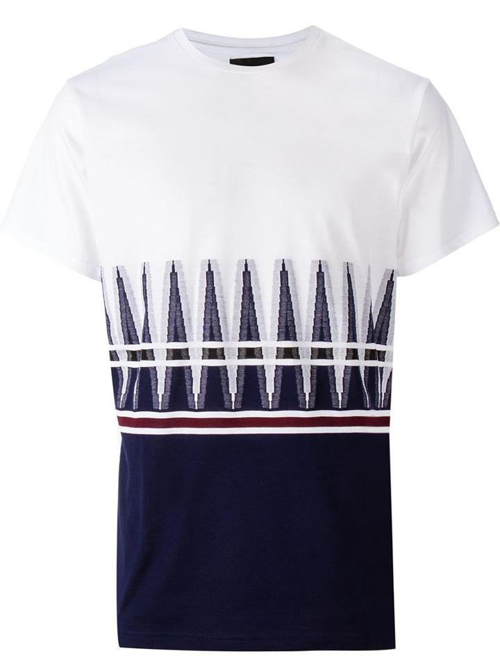 Yoshio Kubo Printed T-shirt, Men's, Size: 3, White, Cotton