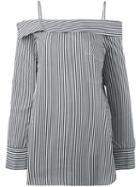 Robert Rodriguez - Off-shoulders Striped Blouse - Women - Cotton - 2, Women's, White, Cotton
