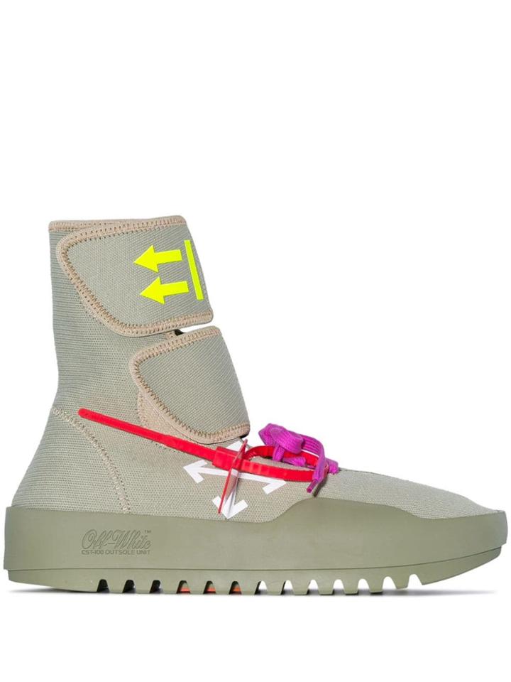 Off-white Green Moto Wrap Arrow Print High-top Sneakers