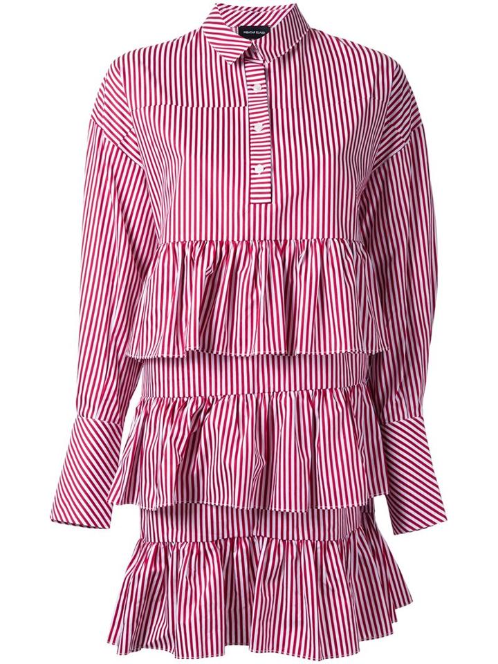 Elaidi Striped Ruffle Detail Tunic, Women's, Size: 44, Red, Cotton