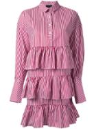 Elaidi Striped Ruffle Detail Tunic, Women's, Size: 44, Red, Cotton