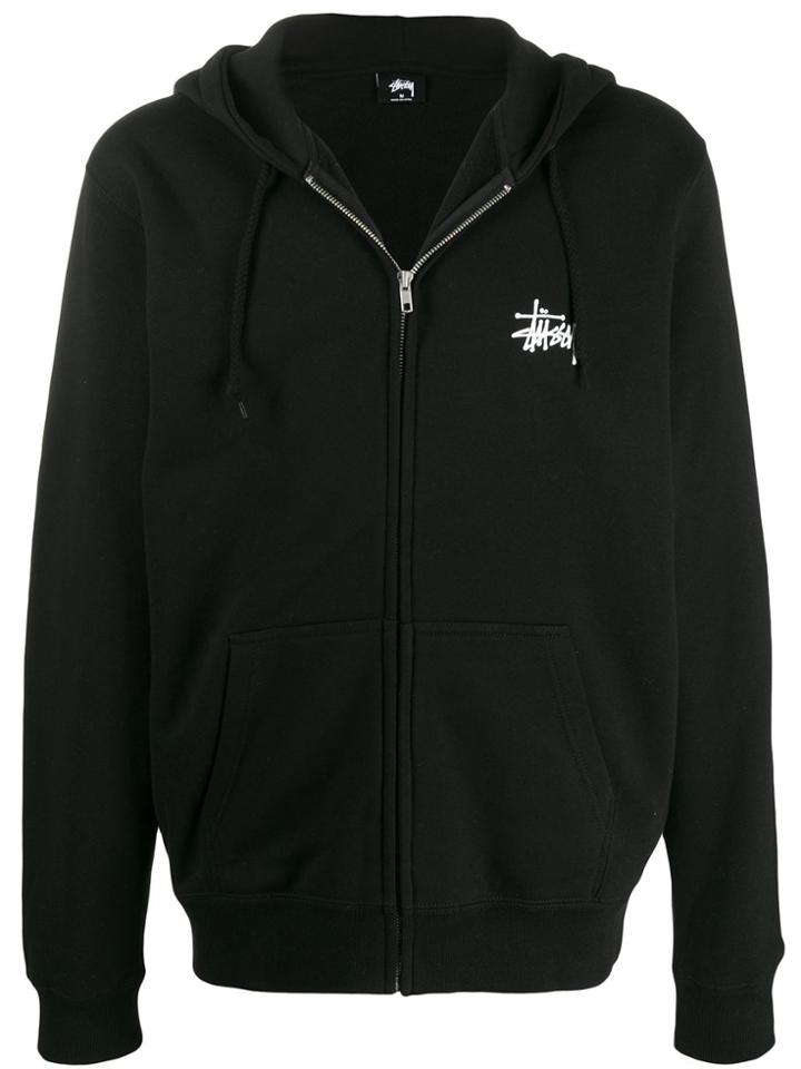 Stussy Printed Logo Zip Hoodie - Black