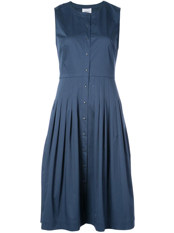 Akris Punto Pleated Denim Shirt Dress - Blue