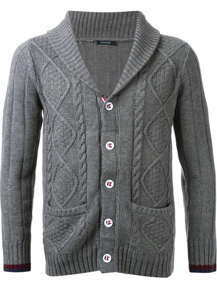 Guild Prime Cable Knit Cardigan, Men's, Size: 2, Grey, Acrylic/wool
