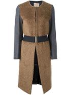 Erika Cavallini Belted Coat, Women's, Size: 40, Nude/neutrals, Polyamide/viscose/mohair/virgin Wool
