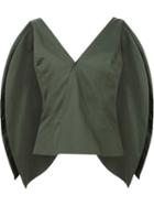 Rosie Assoulin 'brush Ya Shoulder Off' Top, Women's, Size: 2, Green, Cotton/spandex/elastane
