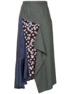 Le Ciel Bleu Asymmetric Pattern Mix Skirt - Grey