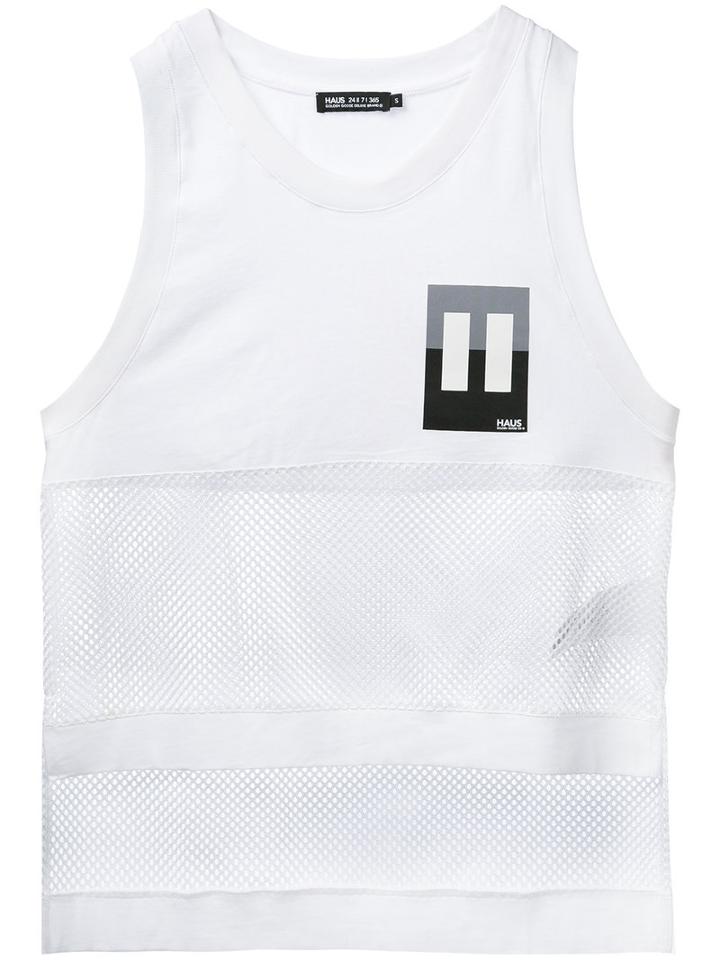 Haus By Ggdb - Mesh-panelled Tank Top - Women - Cotton/polyester - Xs, White, Cotton/polyester
